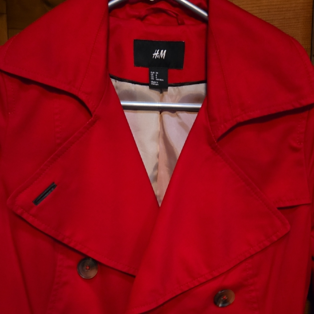 H&M Women's Bold Red Trench Coat